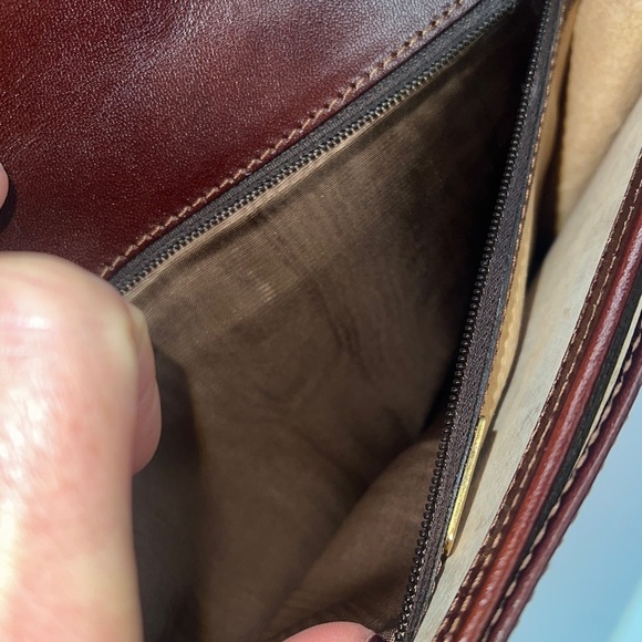 Bally Vintage Smooth Dark Brown Leather Stuctured Large Wristlet Clutch Bag - Picture 11 of 14